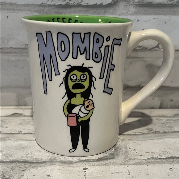 Our Name Is Mud Other - Mombie Mug with Green Interior never sleeps baby coffee tea matcha 14 oz
